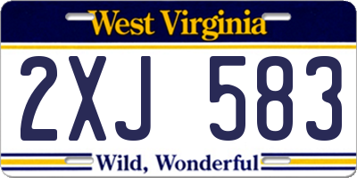 WV license plate 2XJ583