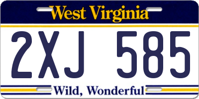 WV license plate 2XJ585