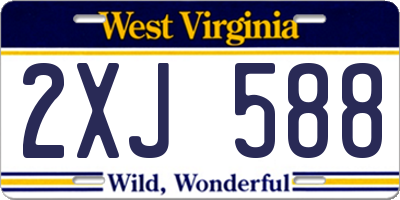 WV license plate 2XJ588