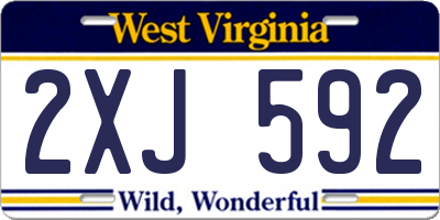 WV license plate 2XJ592