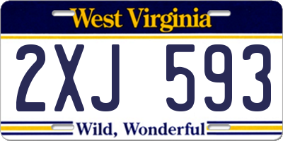 WV license plate 2XJ593