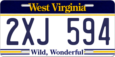 WV license plate 2XJ594