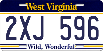 WV license plate 2XJ596