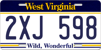 WV license plate 2XJ598