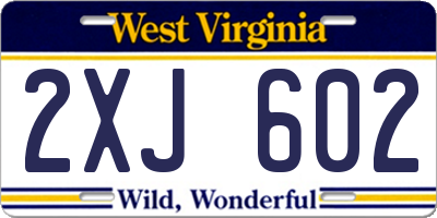 WV license plate 2XJ602