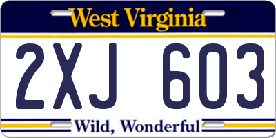 WV license plate 2XJ603