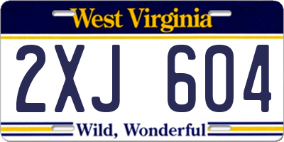 WV license plate 2XJ604