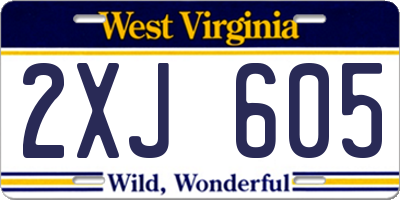 WV license plate 2XJ605
