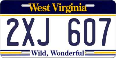 WV license plate 2XJ607