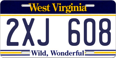 WV license plate 2XJ608