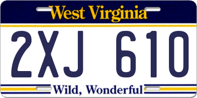 WV license plate 2XJ610