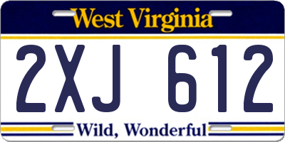 WV license plate 2XJ612