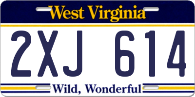 WV license plate 2XJ614