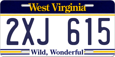 WV license plate 2XJ615