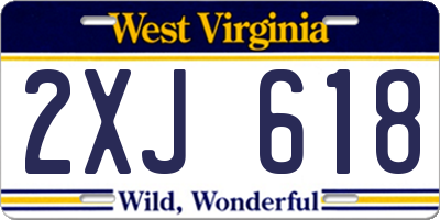 WV license plate 2XJ618