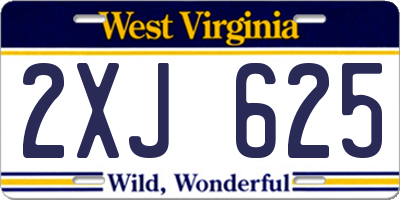WV license plate 2XJ625