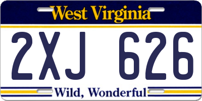WV license plate 2XJ626