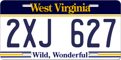 WV license plate 2XJ627