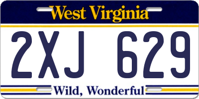 WV license plate 2XJ629