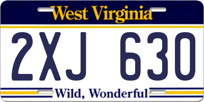 WV license plate 2XJ630