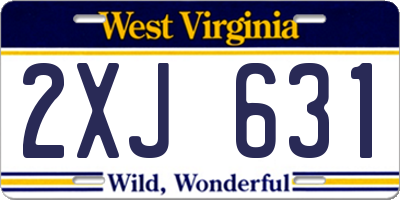 WV license plate 2XJ631