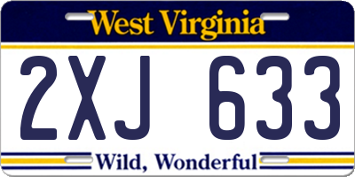 WV license plate 2XJ633