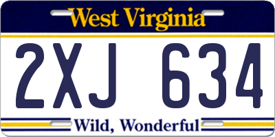 WV license plate 2XJ634