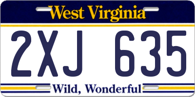 WV license plate 2XJ635