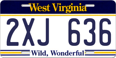WV license plate 2XJ636