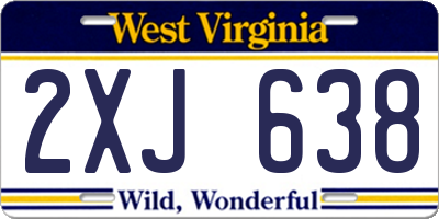 WV license plate 2XJ638