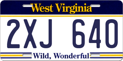 WV license plate 2XJ640