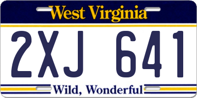 WV license plate 2XJ641