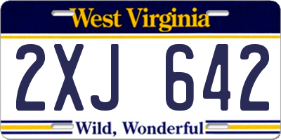 WV license plate 2XJ642