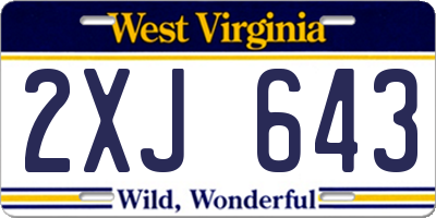 WV license plate 2XJ643