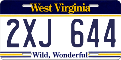 WV license plate 2XJ644