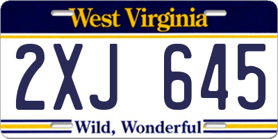 WV license plate 2XJ645