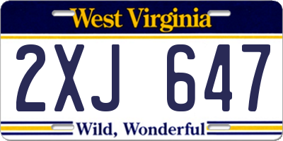 WV license plate 2XJ647