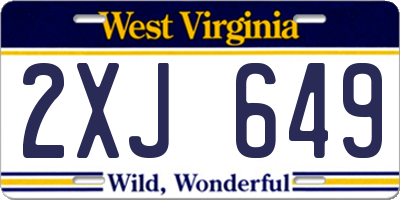 WV license plate 2XJ649