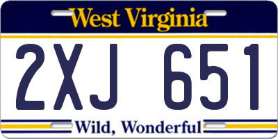 WV license plate 2XJ651