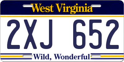 WV license plate 2XJ652
