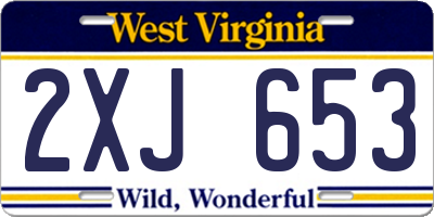 WV license plate 2XJ653