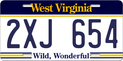WV license plate 2XJ654