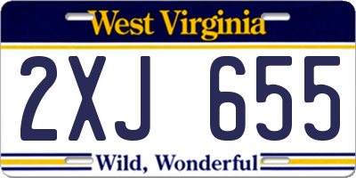 WV license plate 2XJ655