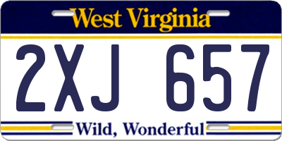 WV license plate 2XJ657