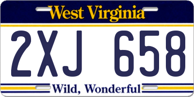 WV license plate 2XJ658