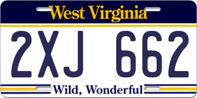 WV license plate 2XJ662