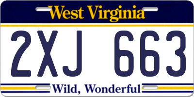 WV license plate 2XJ663