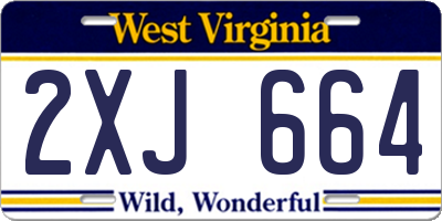 WV license plate 2XJ664
