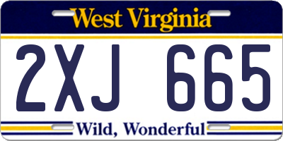 WV license plate 2XJ665