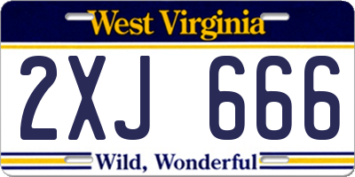 WV license plate 2XJ666